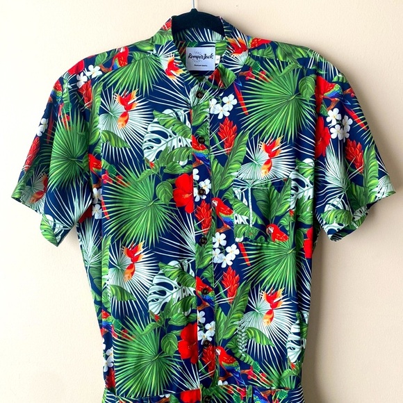 Romper Jack Men’s Tropical Hawaiian Floral One Piece Romper Jumpsuit Set sz S - Picture 5 of 13